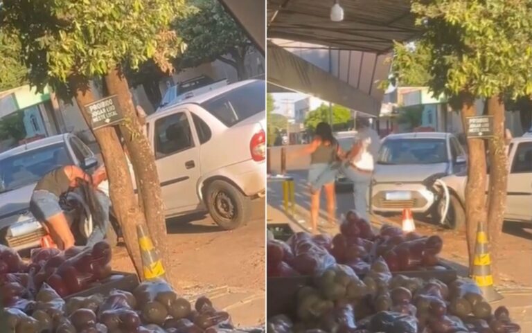 Dona de casa é agredida com puxões de cabelo e chutes pelo namorado no meio da rua, em Goiás; vídeo
