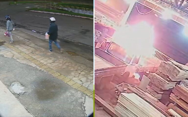 Madeireira é incendiada em Goiânia após motociclista morrer ao bater contra carga em empilhadeira